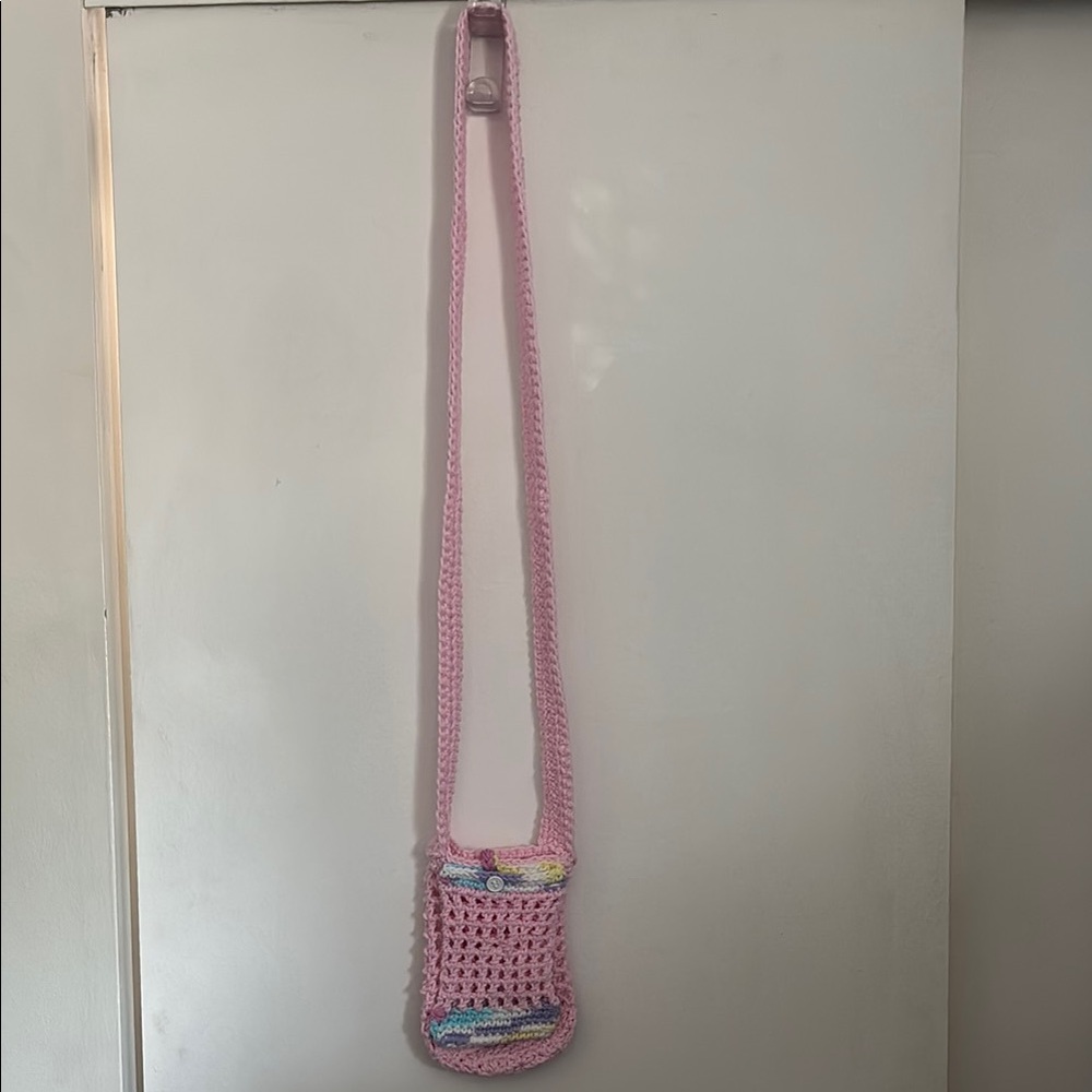 Pink Crochet Crossbody Bag
